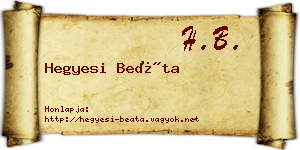 Hegyesi Beáta névjegykártya