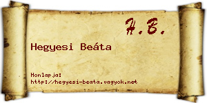 Hegyesi Beáta névjegykártya